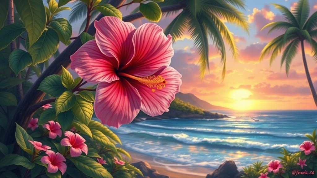 Enchanting Tropical Haven in the Spirit of Thomas Kinkade