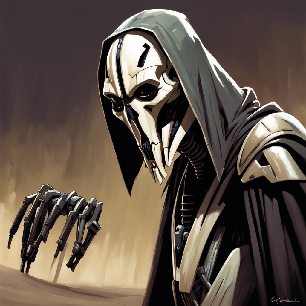 Sinister General Grievous in Dark Fantasy Style
