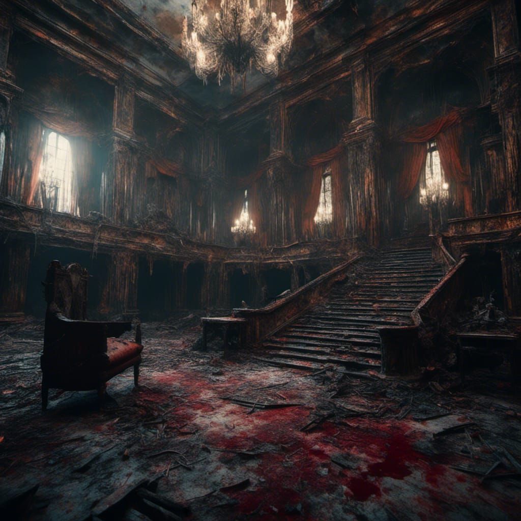 Black Horse Runs Through Empty Throne Hall