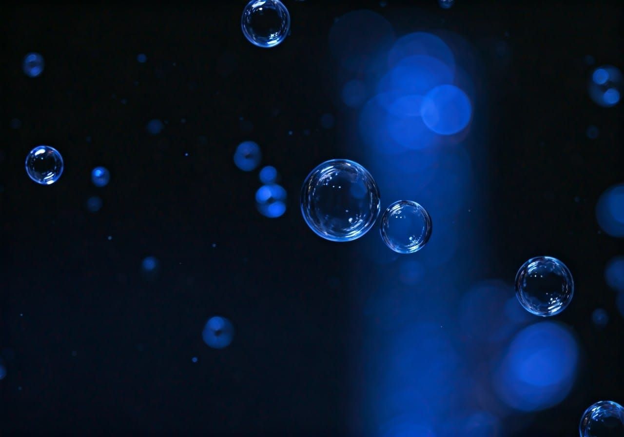 Blue Glowing Bubbles in Macro Photography