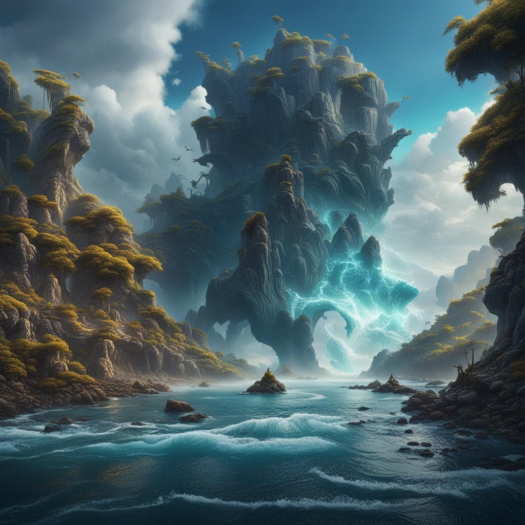River Meets Ocean: Detailed Matte Painting