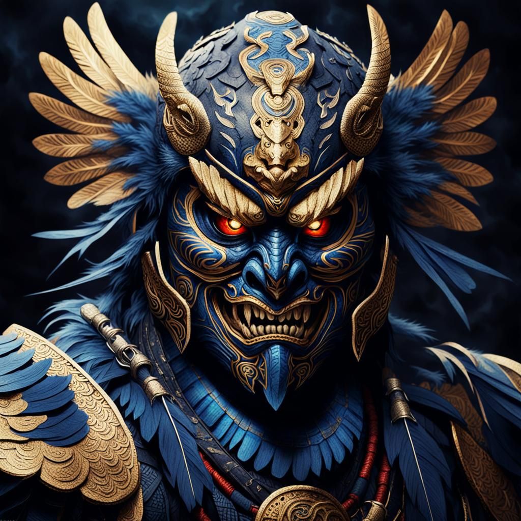 Tengu Phantom: Winged Samurai in Dark Fantasy Style