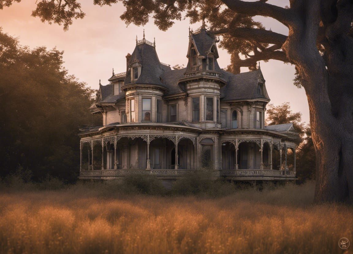 Derelict Victorian Painted Lady at Magic Hour