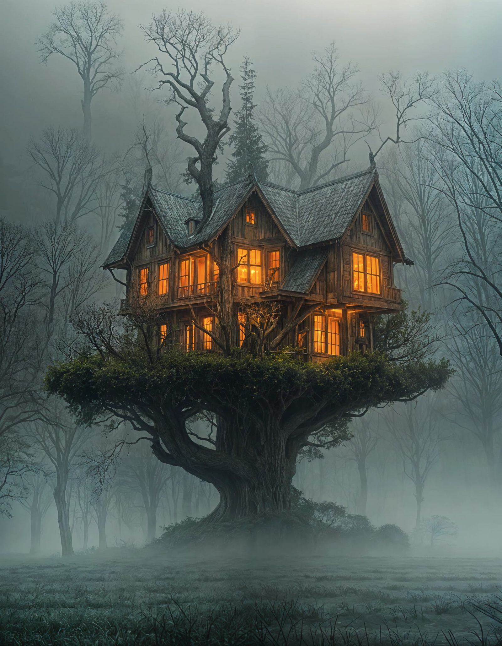 Treehouse of Horror in Dark Forest Ambiance