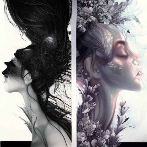 Opposite Black and White Portrait: Night and Day