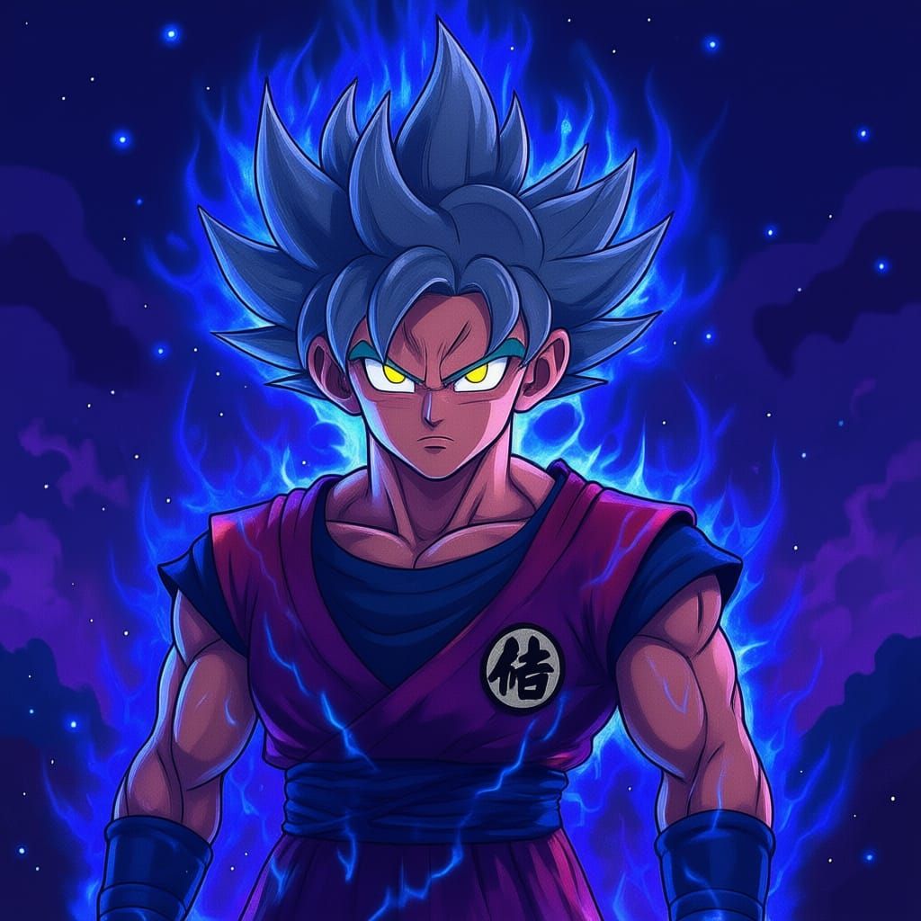 Goku Mastered Ultra Instinct Anime Style Portrait