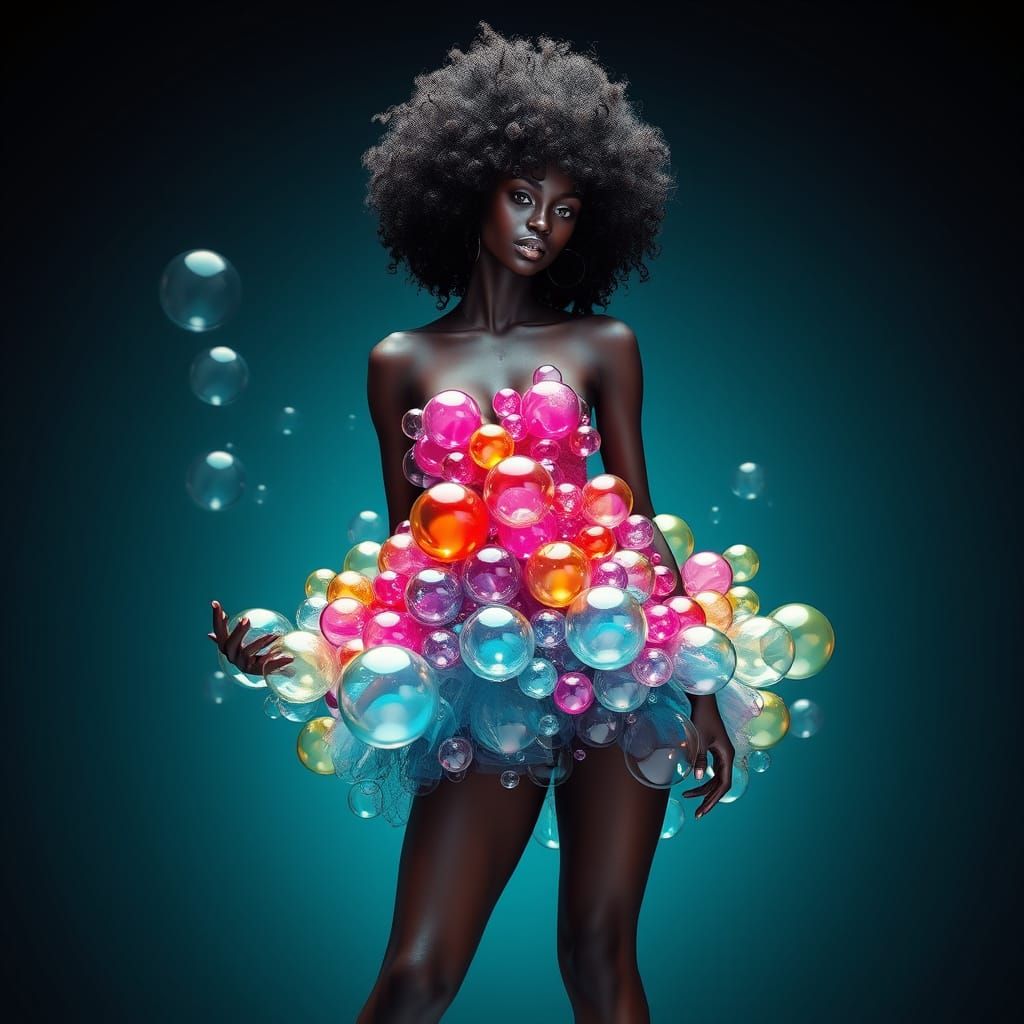 Surreal Bubble Dress on a Beautiful Woman