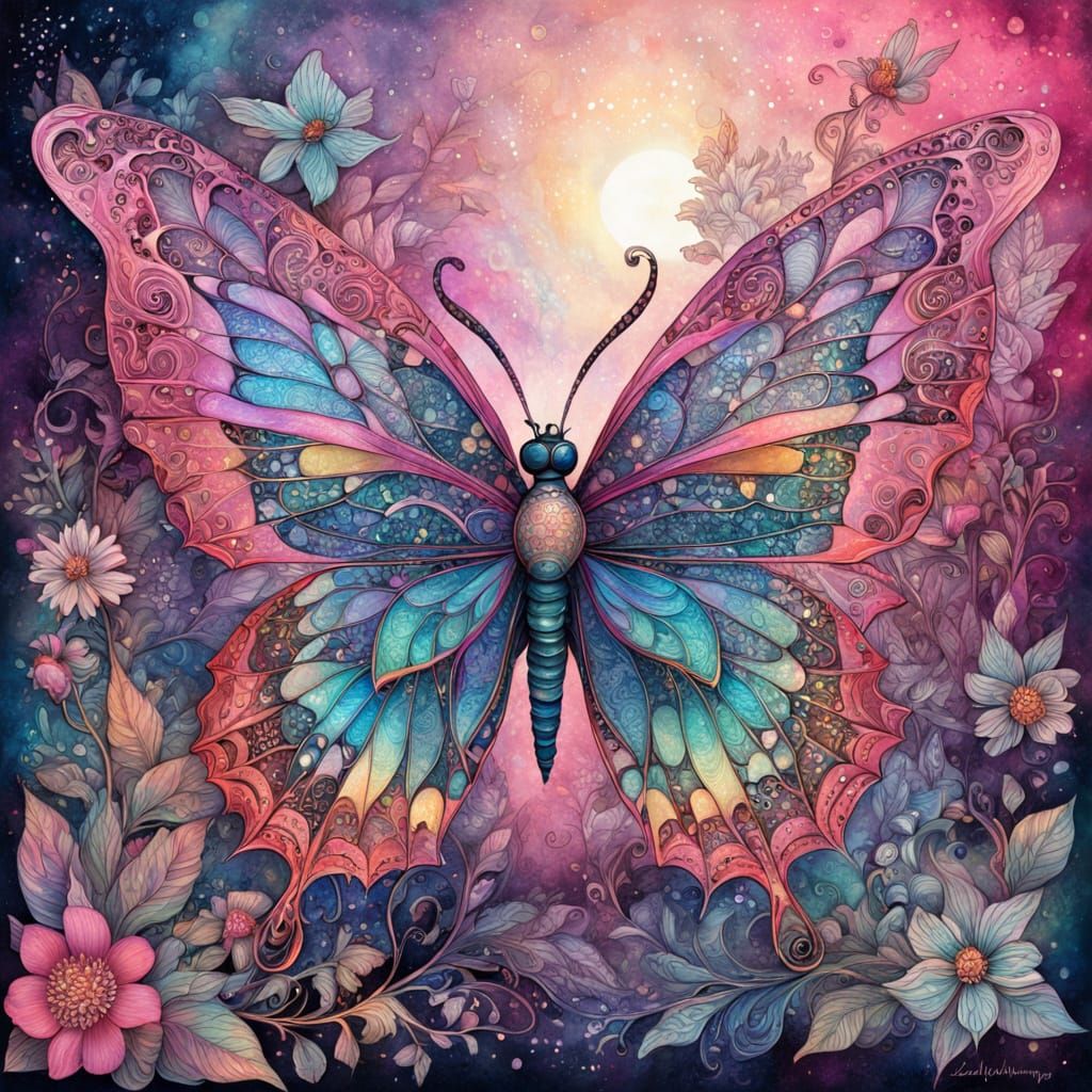 Ethereal Fairy Butterfly in Cosmic Paradise