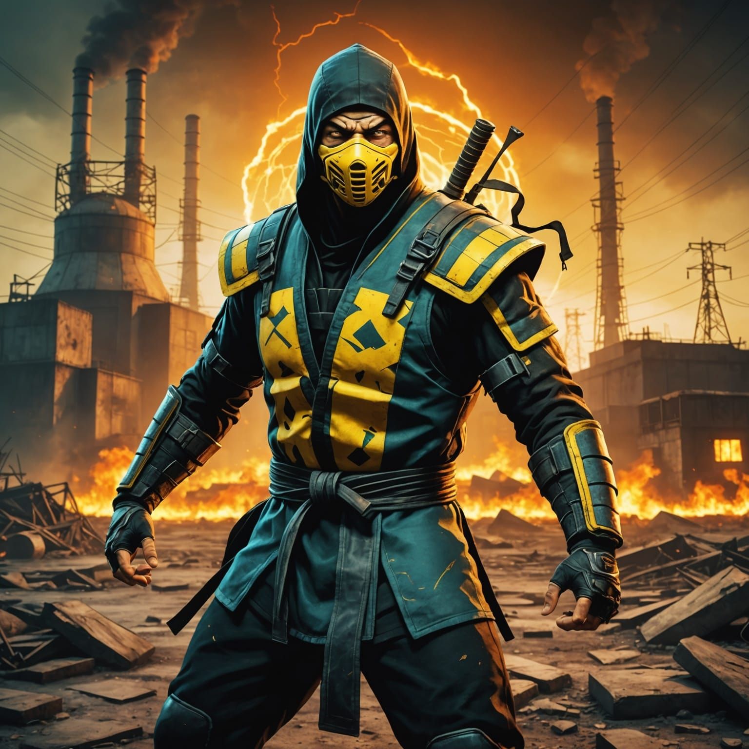 Radioactive Ninja in Chernobyl: Digital Illustration