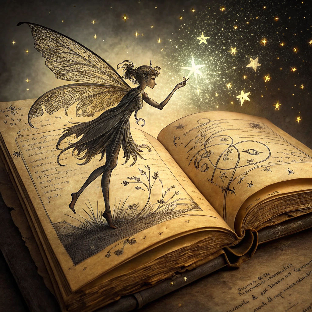 Ink Fairy Emerges from Ancient Book