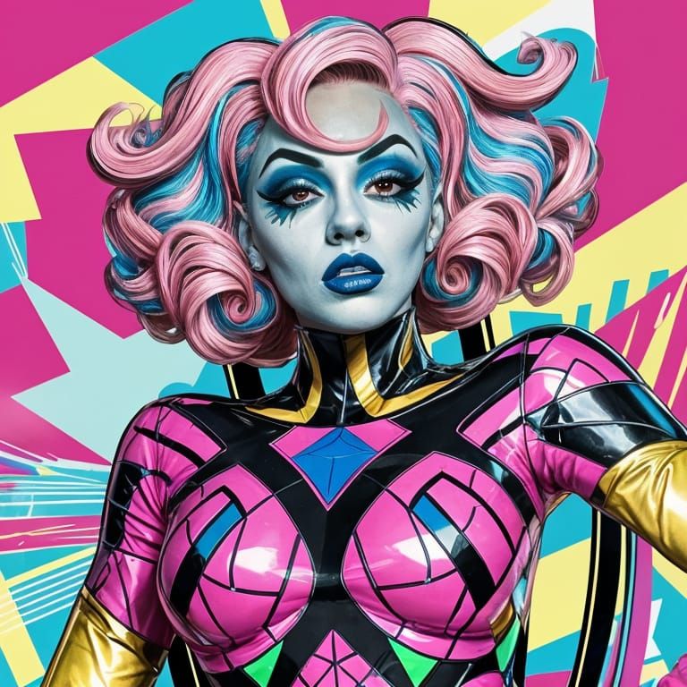 Drag Queen Superhero in Pop Art Style