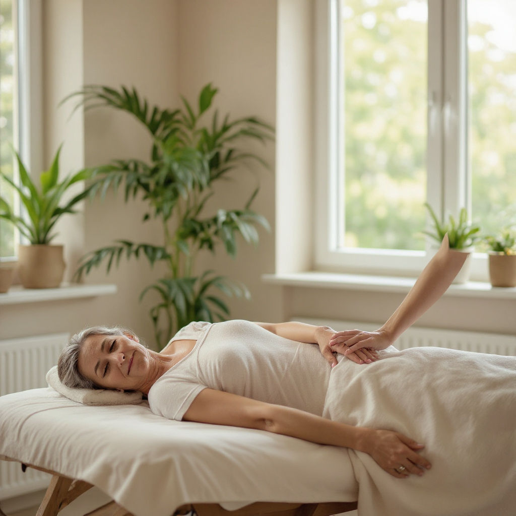 Relaxing Massage Session in a Warm, Sunlit Room