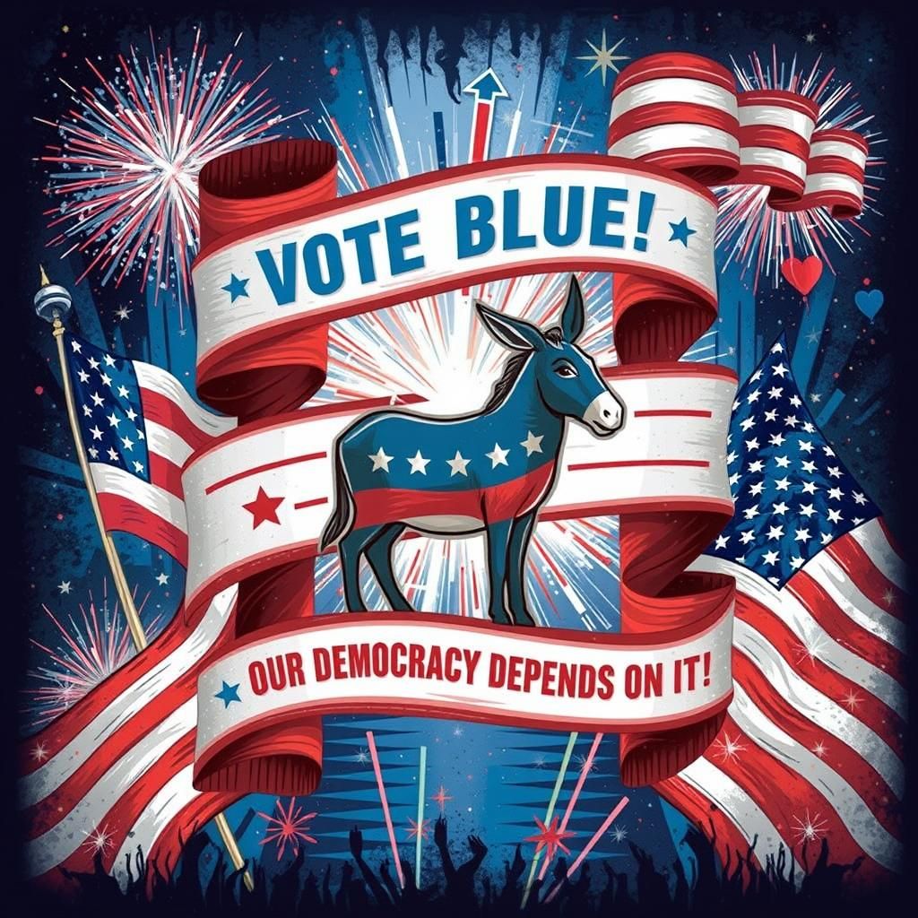 Patriotic Donkey Banner Illustration for Democratic Engageme...