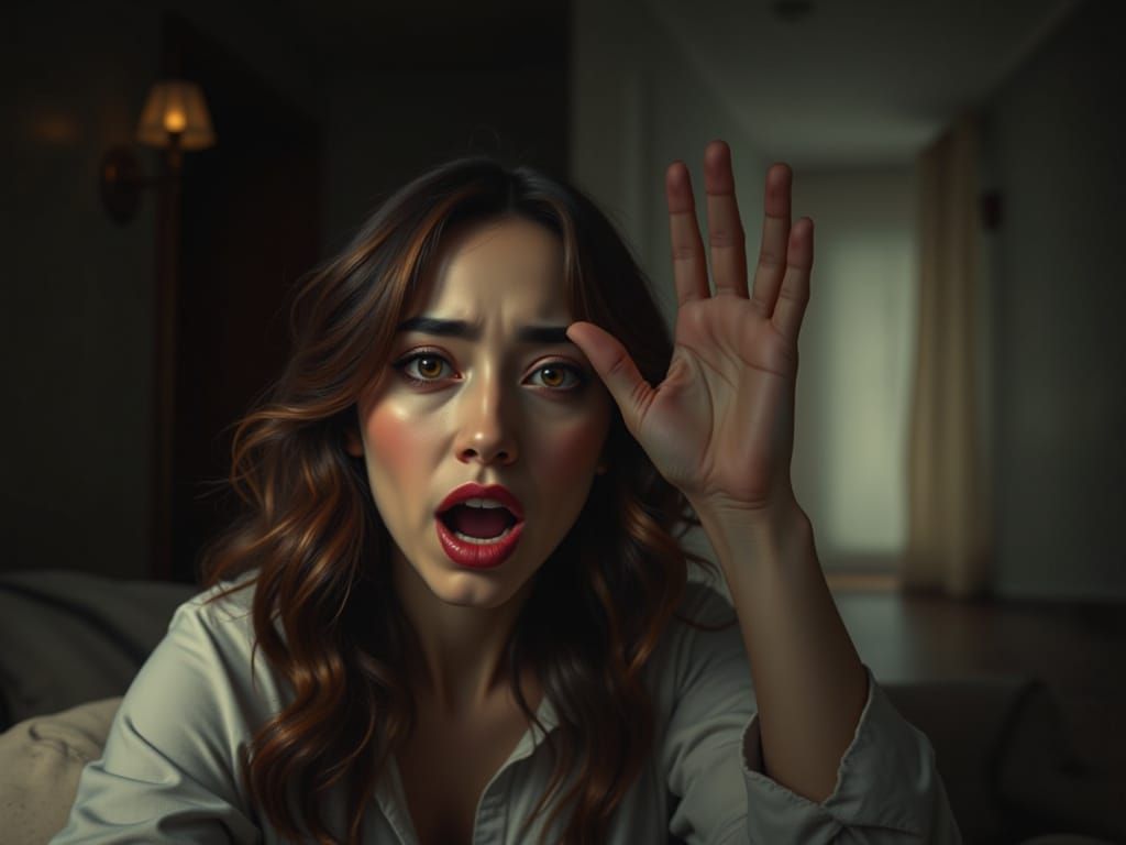 Woman Screaming: Fear of Ugliness in Dramatic Lighting