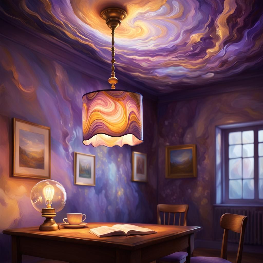 Floating Lamp Concept Art in Dreamlike Setting
