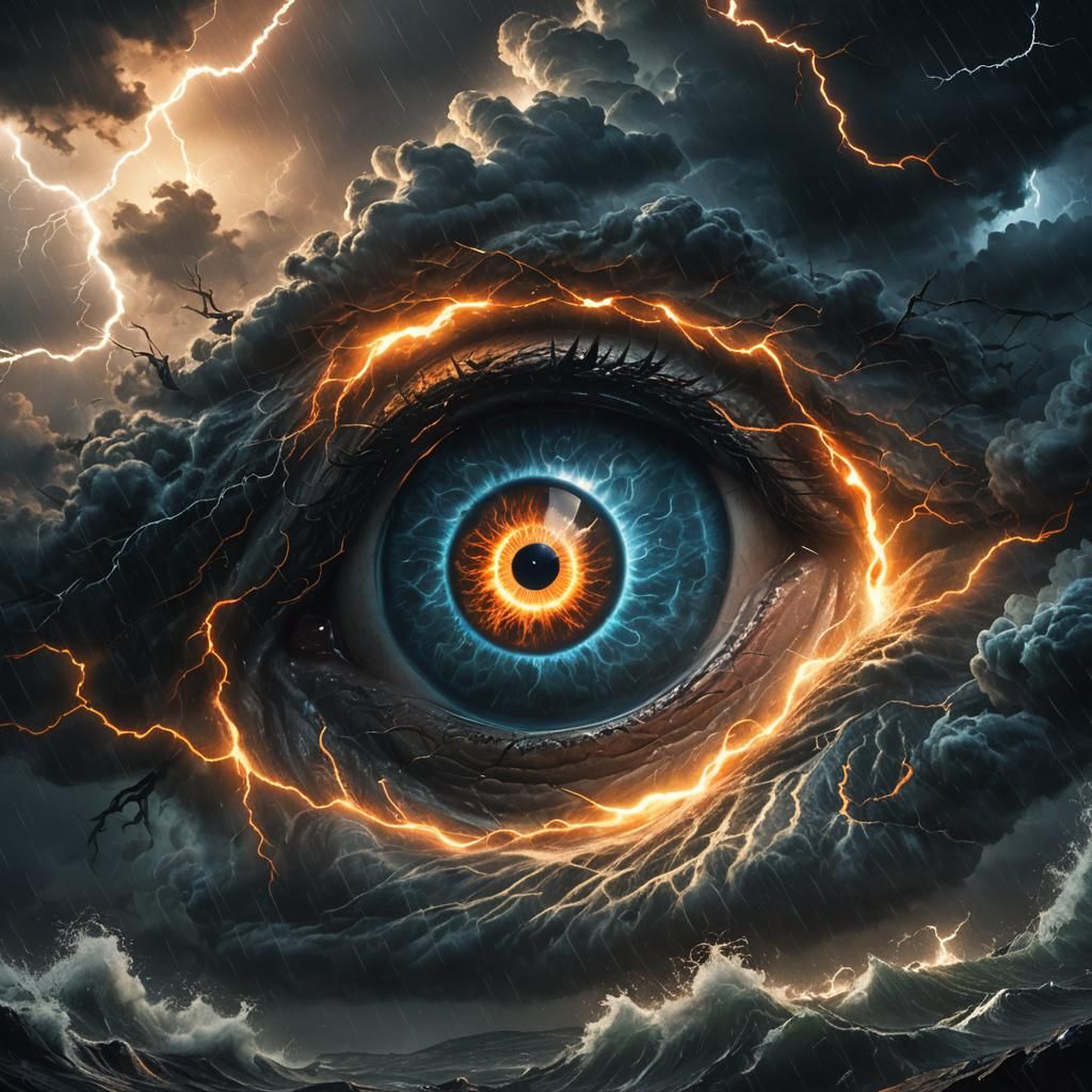 Glowing Eye in a Swirling Fantasy Storm