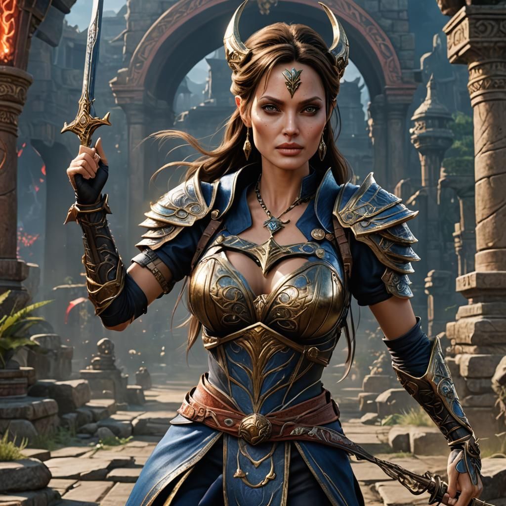 Angelina Jolie as Taki: Soul Calibur Game Art