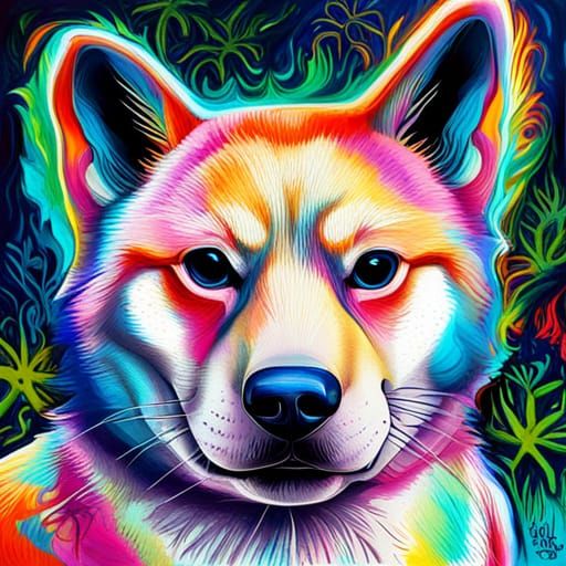Colorful Shiba Inu Graffiti Art