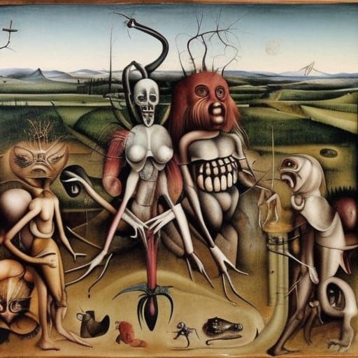 Surreal Monster Landscape in Giger Style