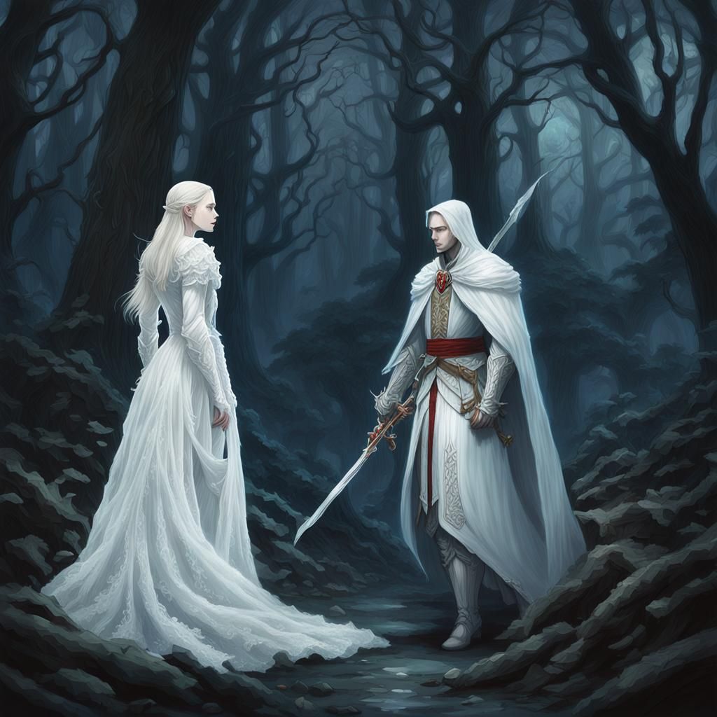 Albino Princess and Bald Prince in Dark Woods