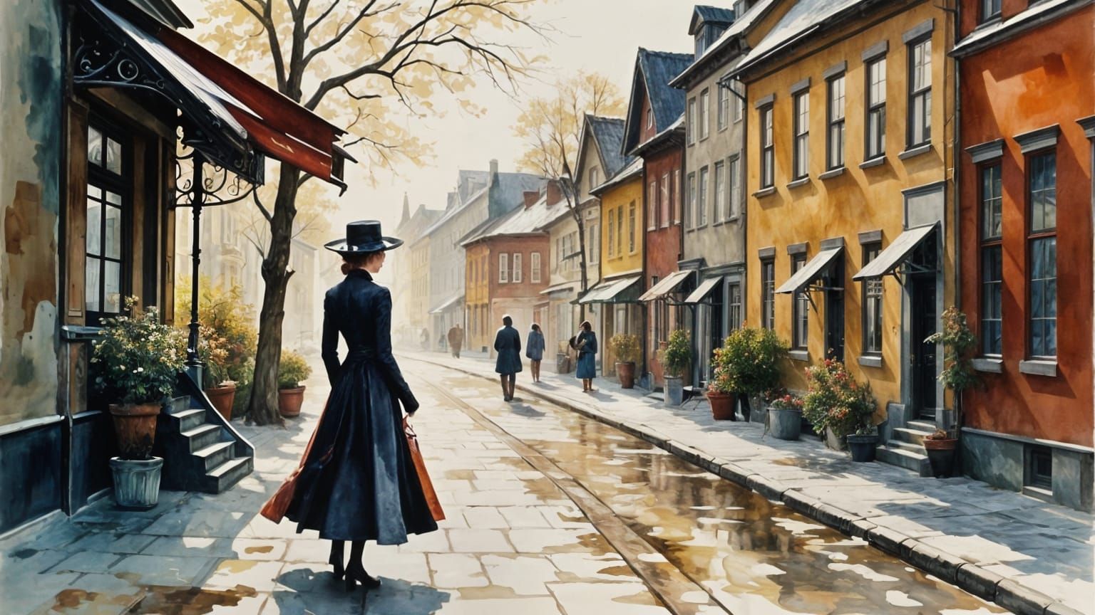 A Street Scene in Copenhagen's Classic Style