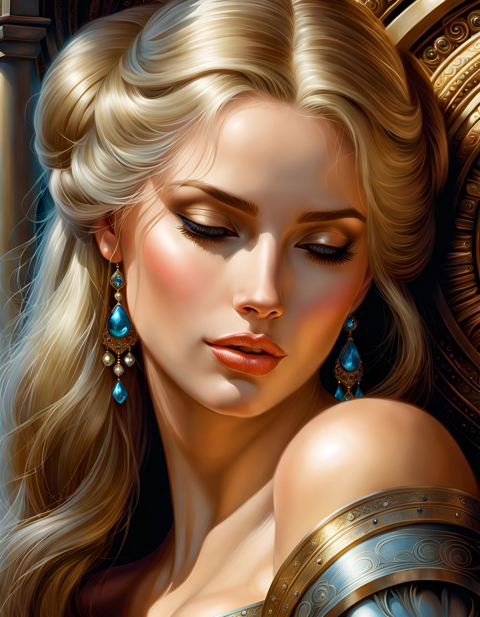 Bashful Gorgeous Woman in Hyperdetailed Digital Painting
