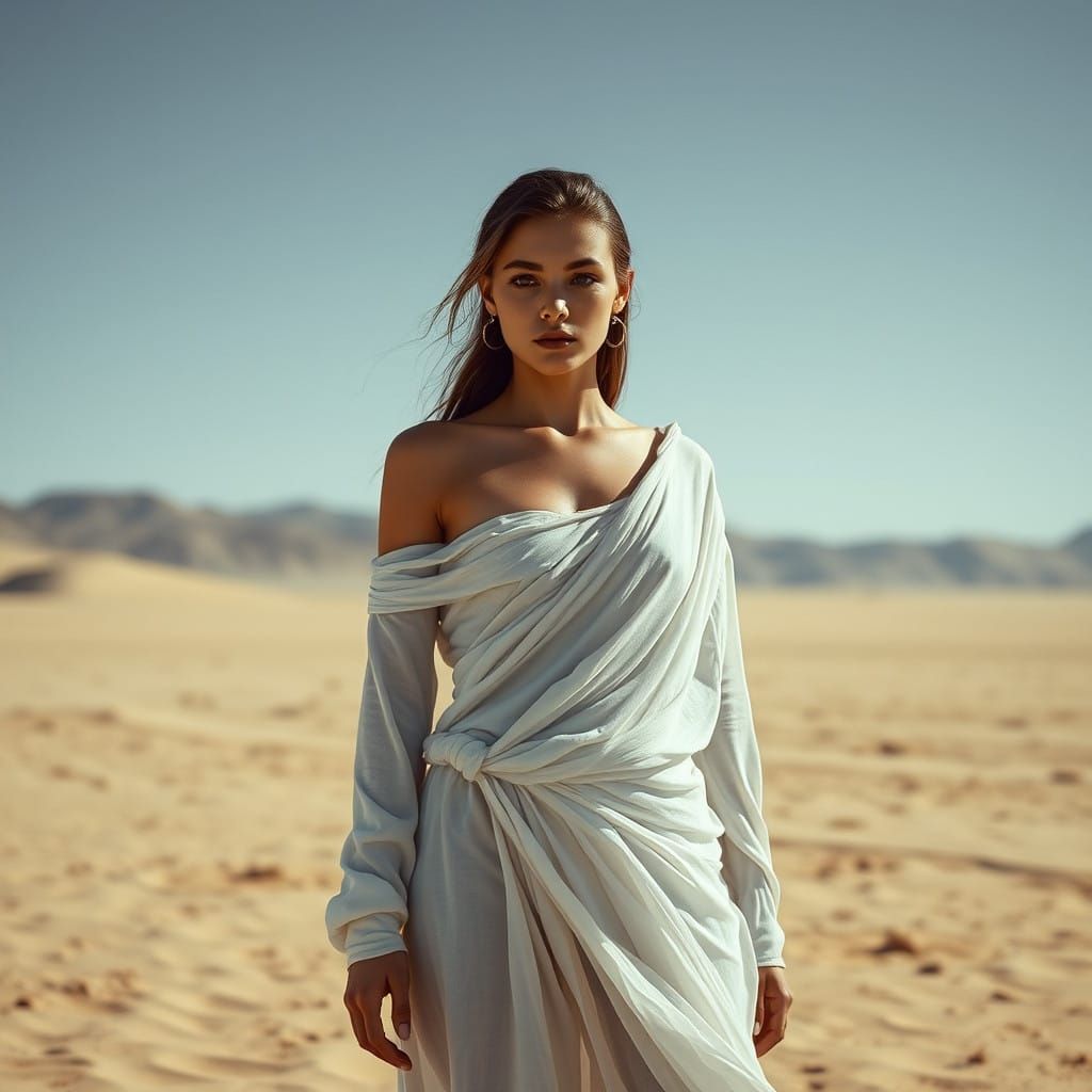 Desert Noir Goddess in Hyperrealistic Splendor