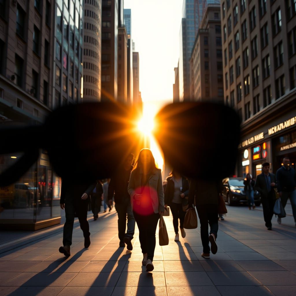 New York Street Silhouettes Under Dramatic Midnight Sun