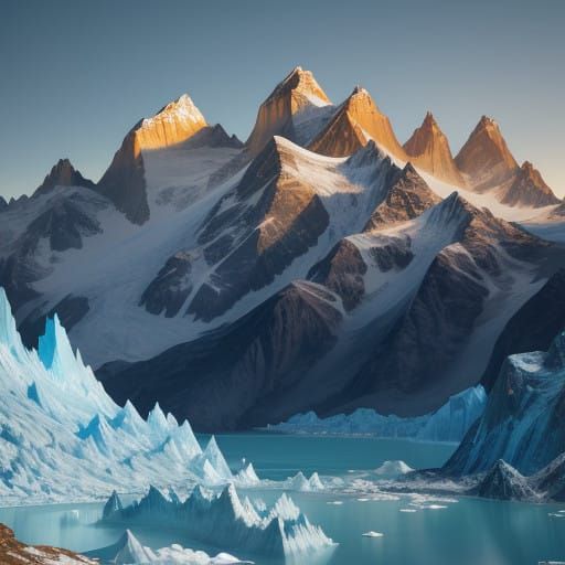 Patagonian Glaciers Under Golden Light