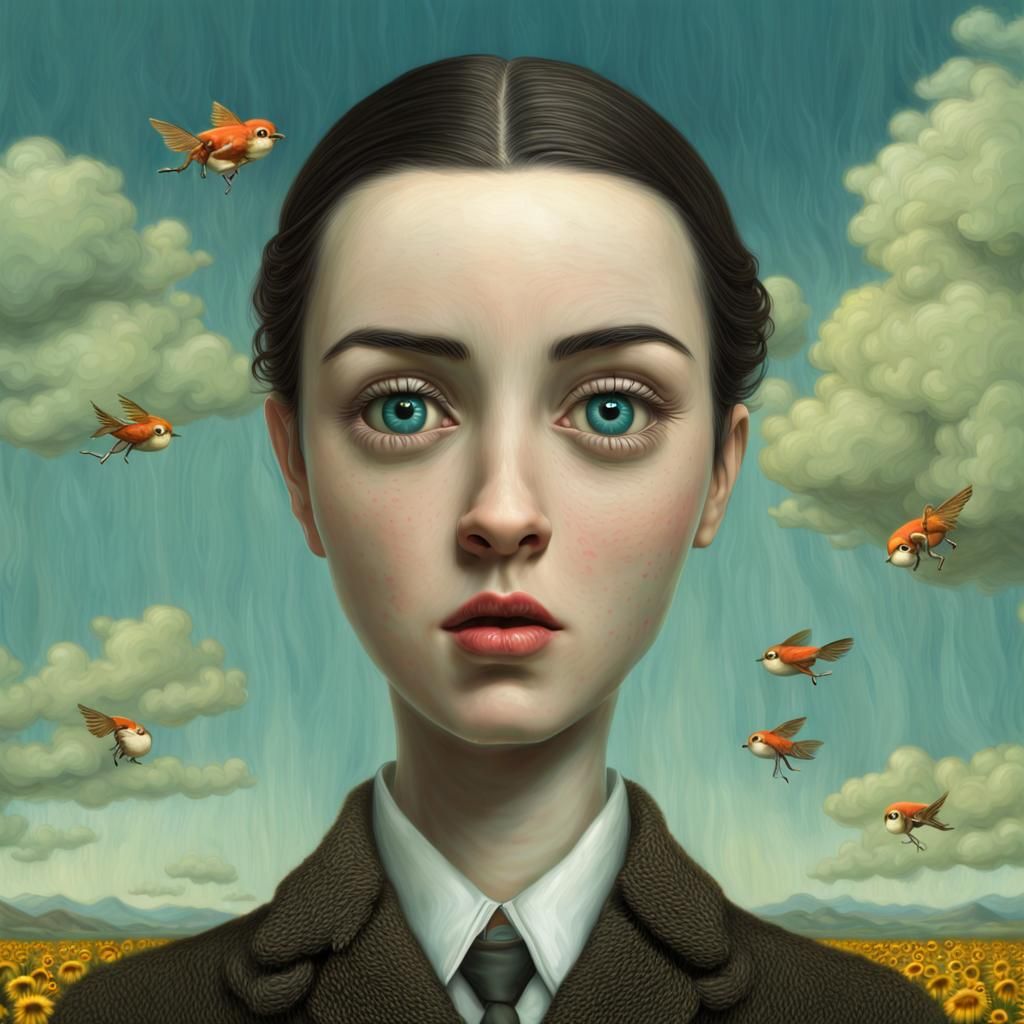 Surreal Desert Reflection in Hyperrealistic Style