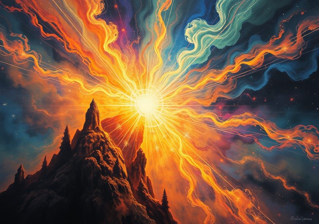 Vibrant Mystical Energy in Magnetic Vision Drawing