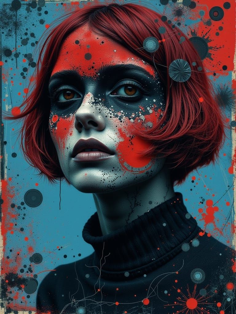 Gothic Abstract Portrait of a Melancholic Woman