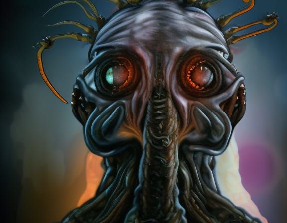 Nightmarish Multi-Legged Horror in Giger Style