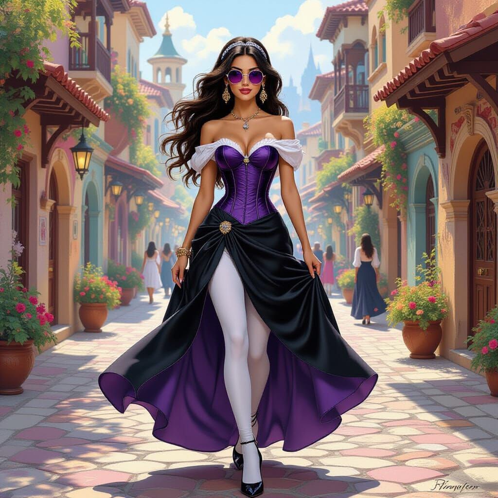 Princess Jasmine in Disguise in Fantasy Town