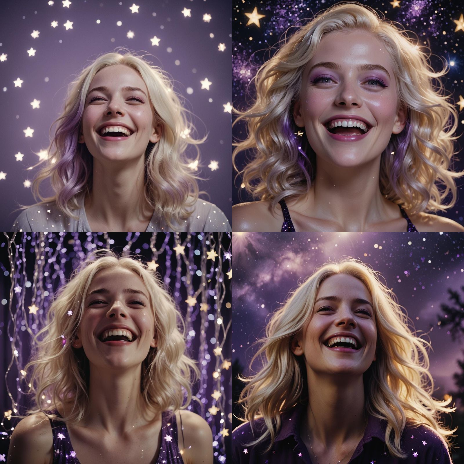 Platinum Blonde Woman with Stars in Her Eyes