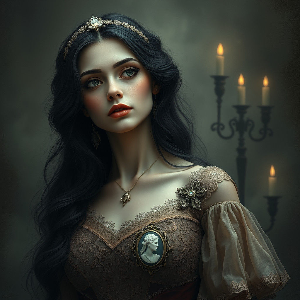 Mystical Woman in Victorian Gown Portrait