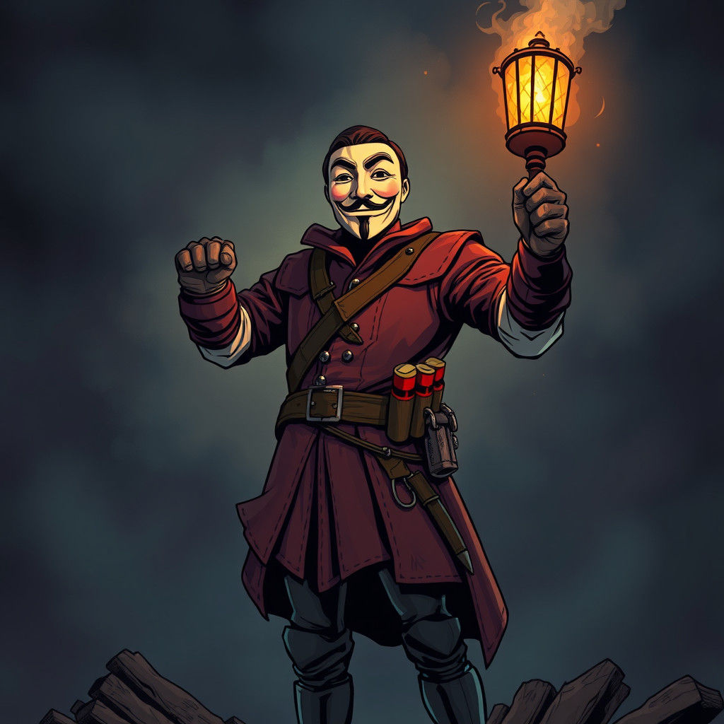 Guy Fawkes Portrait in Comic Book Style