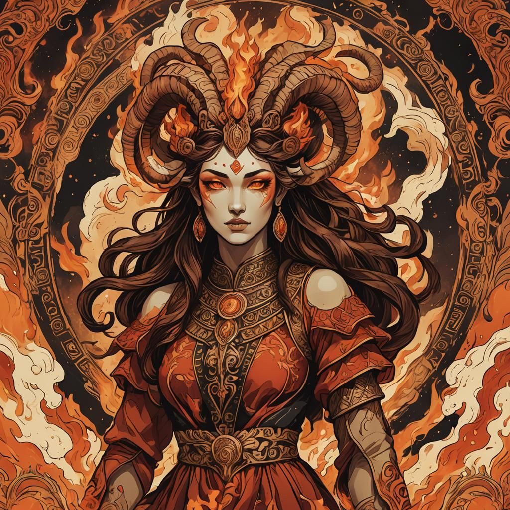 Fierce Aries Woman: Elemental Fire Portrait