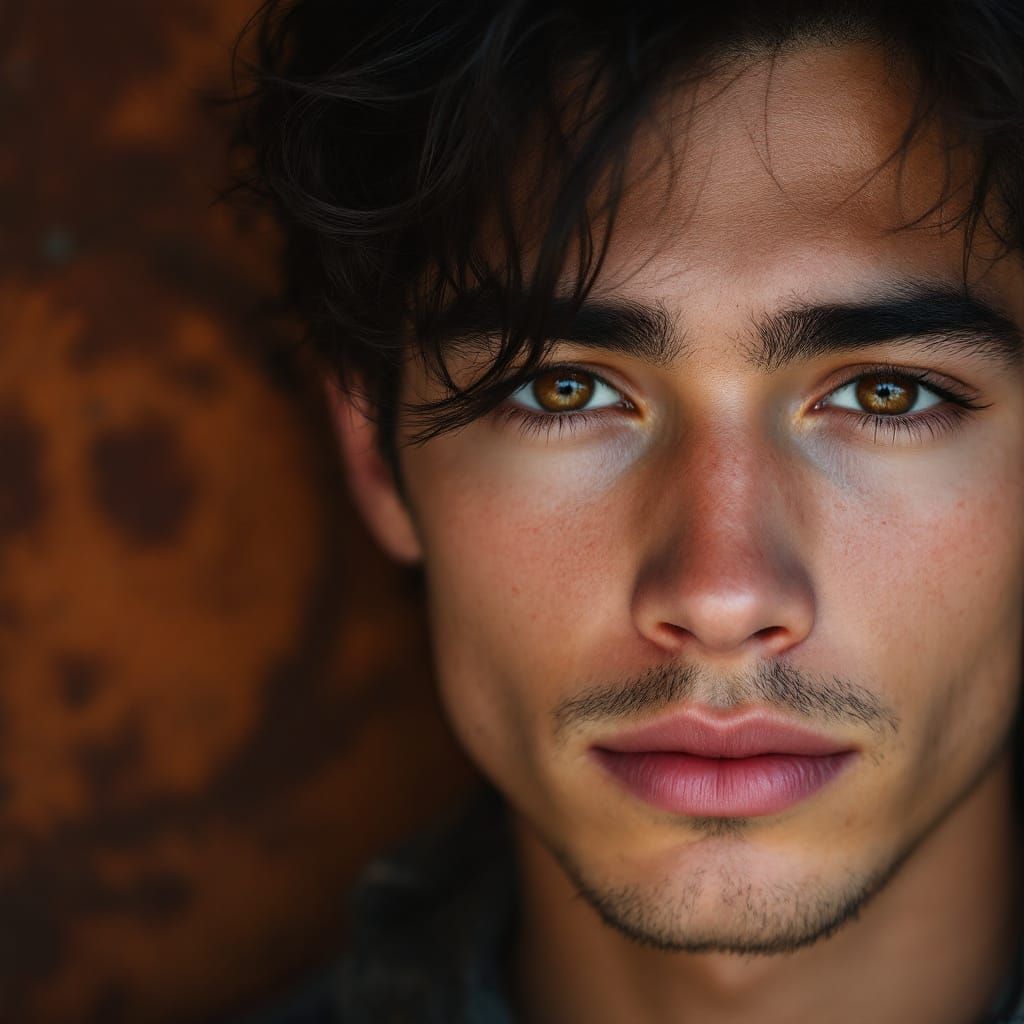 Attractive Young Man's Striking Portrait with Unique Feature...