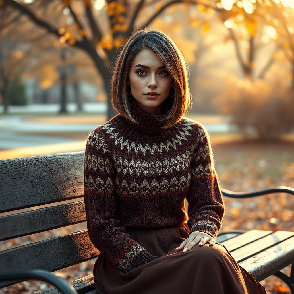 Elegant Woman in Park, Fantasy Concept Art