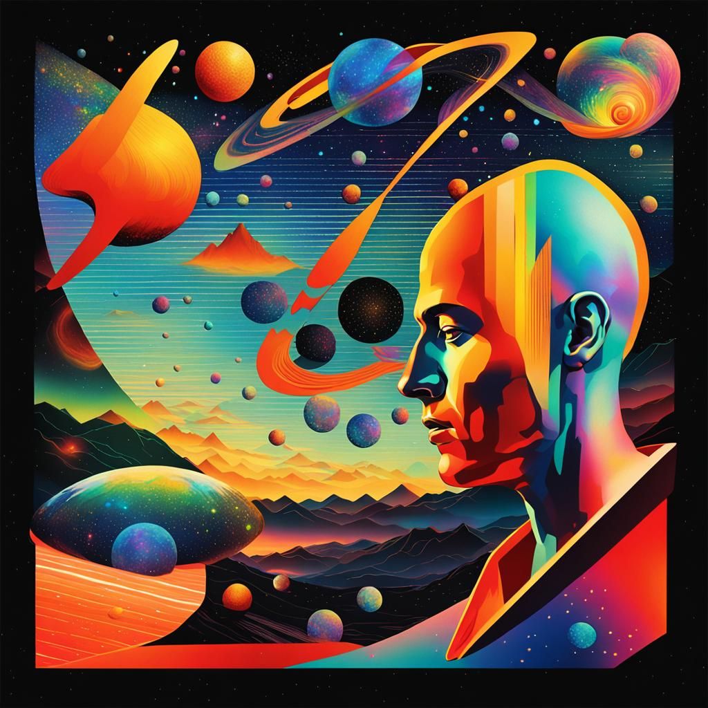 Abstract Rock Album Cover in Astral Illustration Style