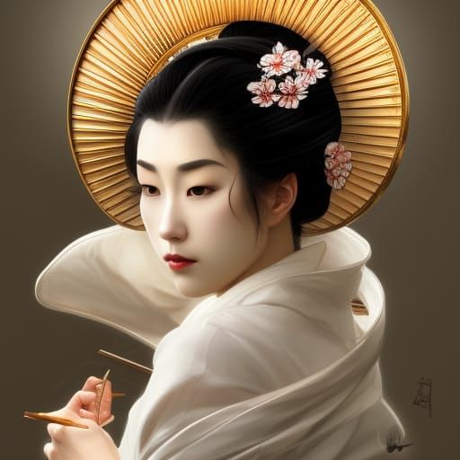 Geisha Portrait with Dynamic Lighting
