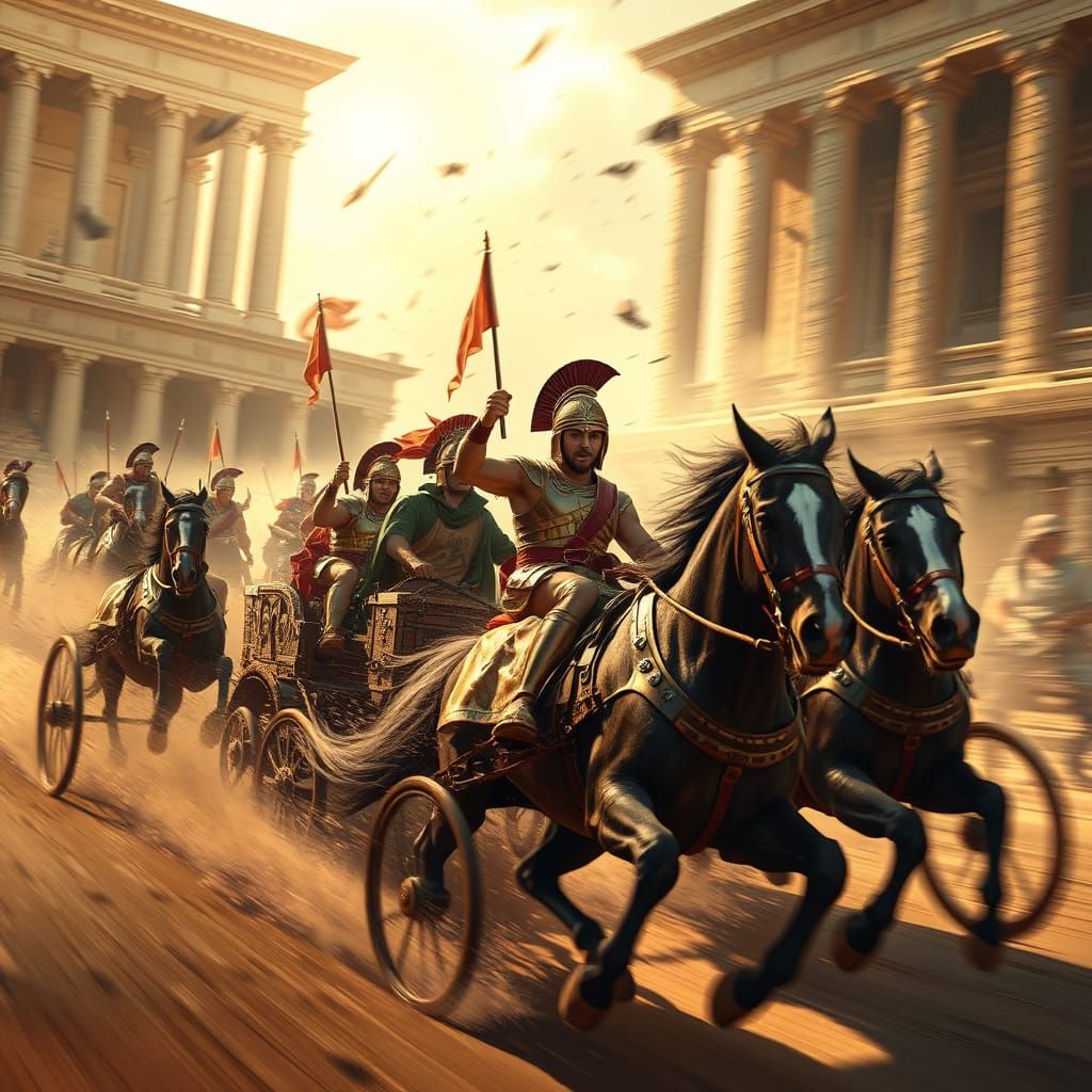 Chariot Race in Ancient Roman Arena