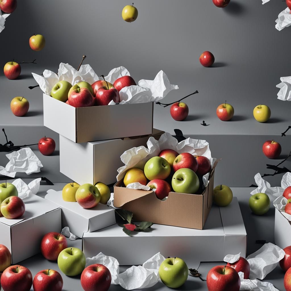 Plastic Apples Still Life in Matte Painting Style