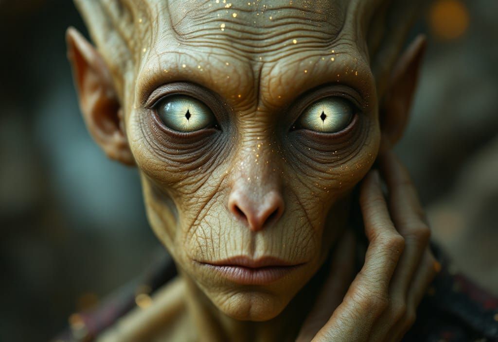 Alien Humanoid with Reflective Eyes in Modern Style