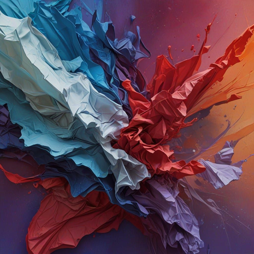 Dynamic Abstract Artwork in Electric Blues and Fiery Reds