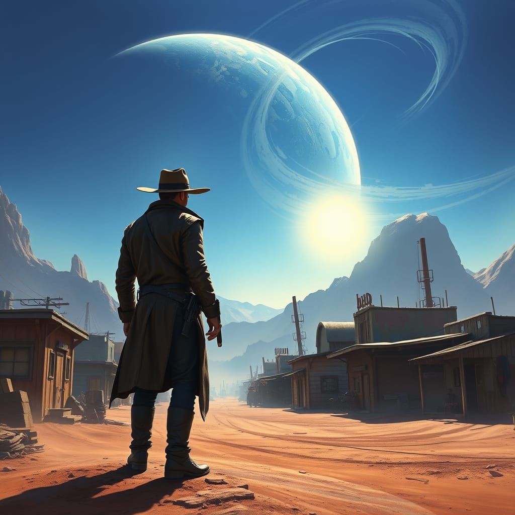 Lone Gunslinger Under Alien Sunset