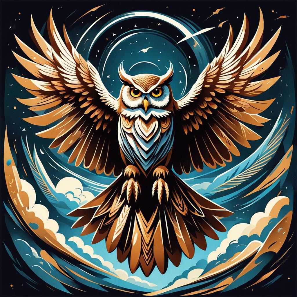 Dramatic Owl Soaring: Embodiment of Wisdom