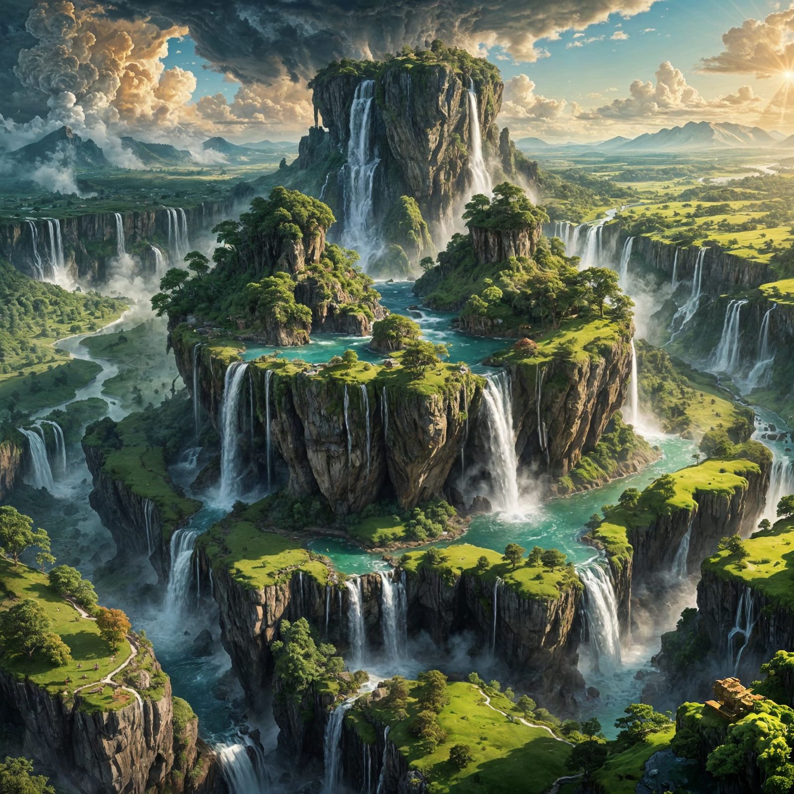 Floating Island with Epic Waterfalls
