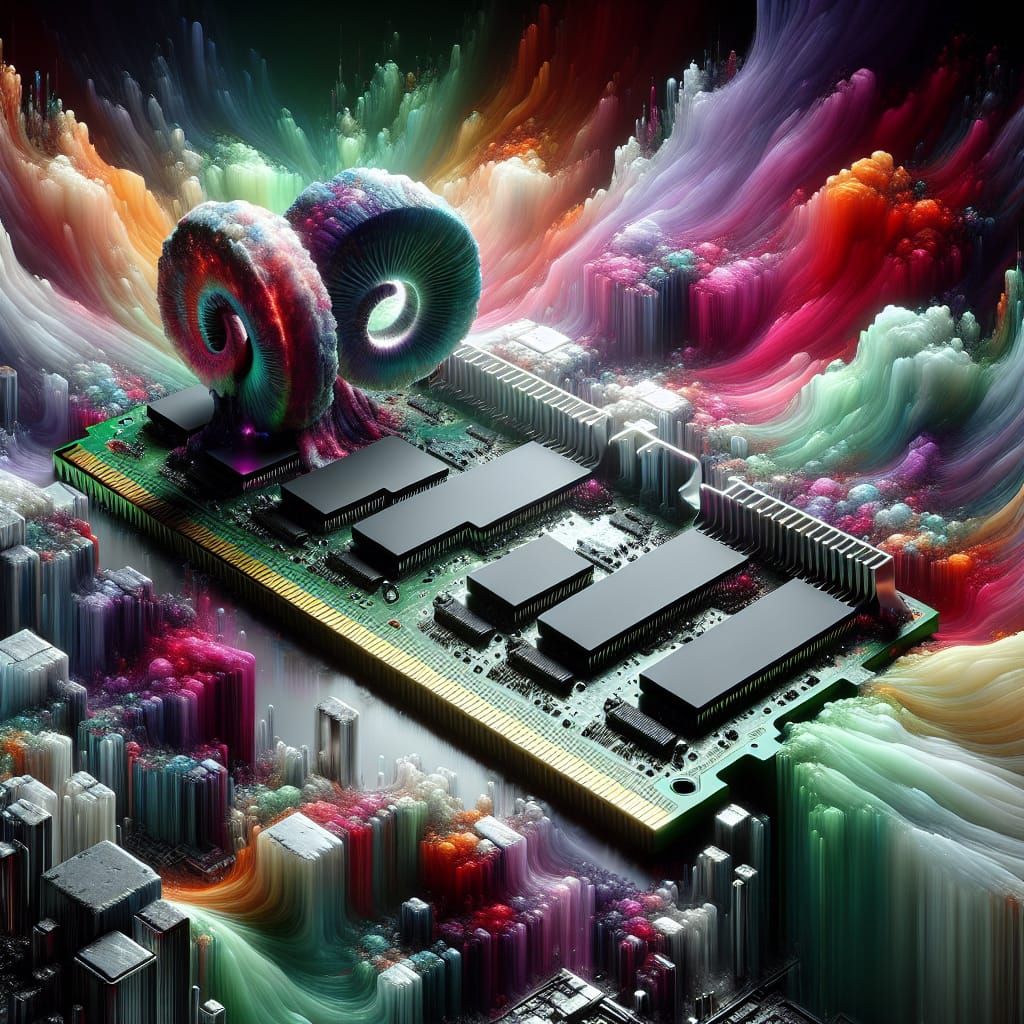 Create an 8K resolution conceptual artwork of a highly detailed and large RAM